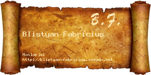 Blistyan Fabrícius névjegykártya