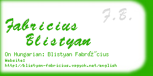 fabricius blistyan business card